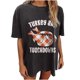 thumbnail image 2 of Puntoco Blusa de manga corta con cuello redondo y mangas caídas vintage para mujer Puntoco Puntoco-4338, 2 of 6