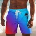 thumbnail image 2 of Tisuna Men Swimming Trunks Elastic Waist Loose Fit 5 Inch Swim Shorts Casual Lightweight Mens Pool Beach Gradient Print Beach Shorts Size L Blue, 2 of 4