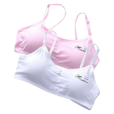 ATOYSOY Women s 2 Pack Cotton Lined Everyday Bra Padded Camisoles Kids Slim Basic Tank Tops Girls Bralette Underwear Push Up Clearance Comfort Bra Teens Breathable Pink Free Size