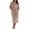 thumbnail image 2 of Women Plush Fleece Robe Long Warm Bathrobe Shawl Collar/Hood, 2 of 6