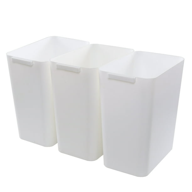 Teyyvn 3Pack 4.5 Gallon Plastic Rectangular Wastebasket, White Trash