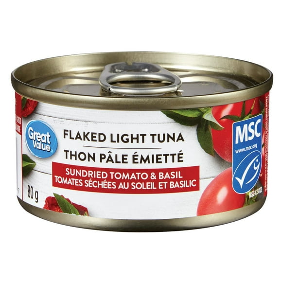 Great Value Flaked Light Tuna, Sundried Tomato & Basil, 80 g