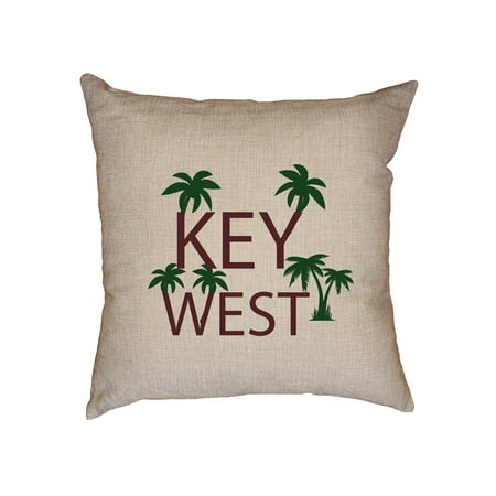 Key West - Best Travel and Spring Break Place Decorative Linen Throw Cushion Pillow Case with (Best Place To Fish In The Keys)