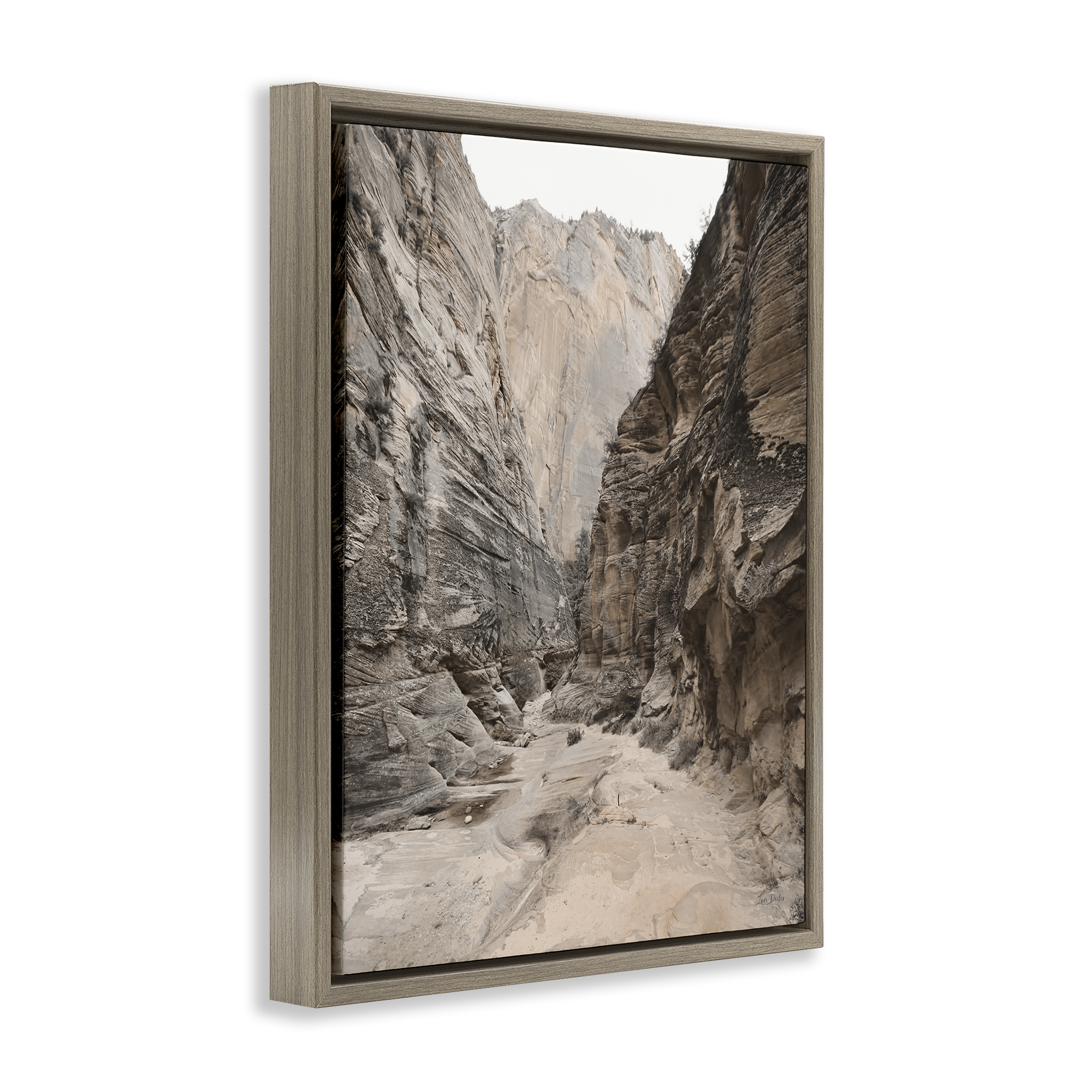 Stupell Industries Looming Sandy Cliffs Landscape Photography Brown Floater Framed Art Print Wall Art, 17 x 21