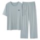 thumbnail image 1 of Mens Botón Abajo Camisa de Manga Corta Arrugas Libres Sólido Cuello Redondo Suéter con Pantalones Sueltos de la Cintura Conjunto, 1 of 7
