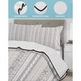 thumbnail image 4 of Quilts King Size, Grey Beige Geometric Soft Comforter Bedding Set for Bed, Modern Abstract Art Striped Lightweight Quilted Bedspread with Pillow Cover(2 Pieces) for All Season, 96x106 Inch, 4 of 6