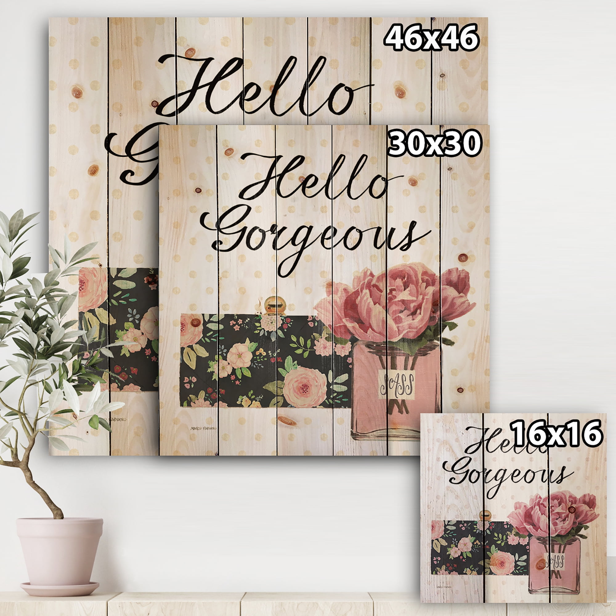 Designart 'Simply Splendid Fashion IV' Posh & Luxe Print on Natural Pine Wood
