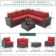 thumbnail image 5 of Kullavik Patio All Weather woven 6-Piece Metal Sectional Sets with Cushions,Red, 5 of 5