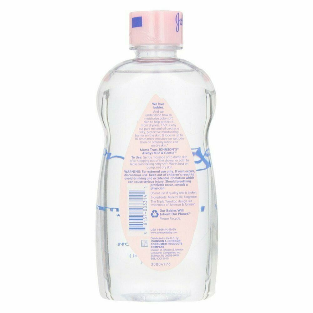 Johnson's Baby Oil Helps Soften & Moisture Skin, Paraben Free, 14oz, 3-Pack