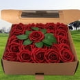 thumbnail image 2 of EFINNY 25Pcs Artificial Flowers Rose Realistic Looking Foam Fake Rose with Stem Flowers Gift Box for DIY Wedding Bouquets Party Home Flower Arrangement Decor Valentine's Day Mother's Day Birthday, 2 of 7