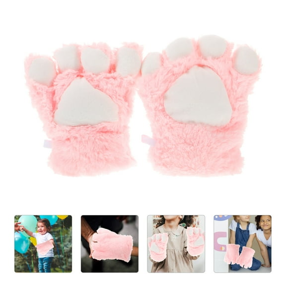 FRCOLOR 1 Pair Plush Animal Claw Gloves Decorative Cat Claw Mittens Cosplay Cat Paw Mittens Warm Cat Paw Gloves