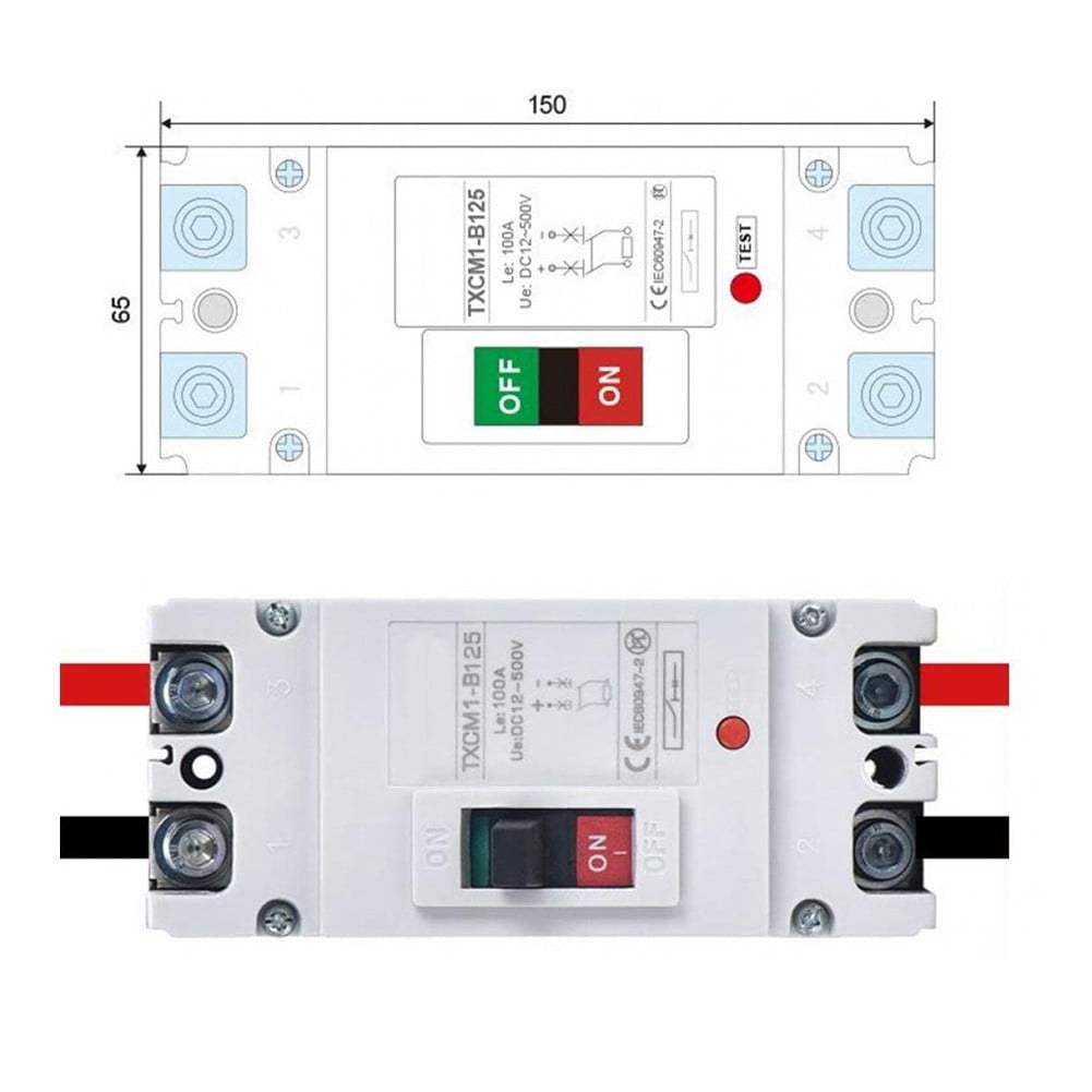 DAMIFU DC 500V Circuit Breaker 100A 125A 160A Battery Protector MCCB Solar PV Car Power Short Ciruit Cut Off Circuit Breaker 100A
