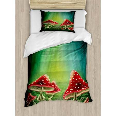 Mushroom Duvet Cover Set Dark Forest With Mushrooms Adventure