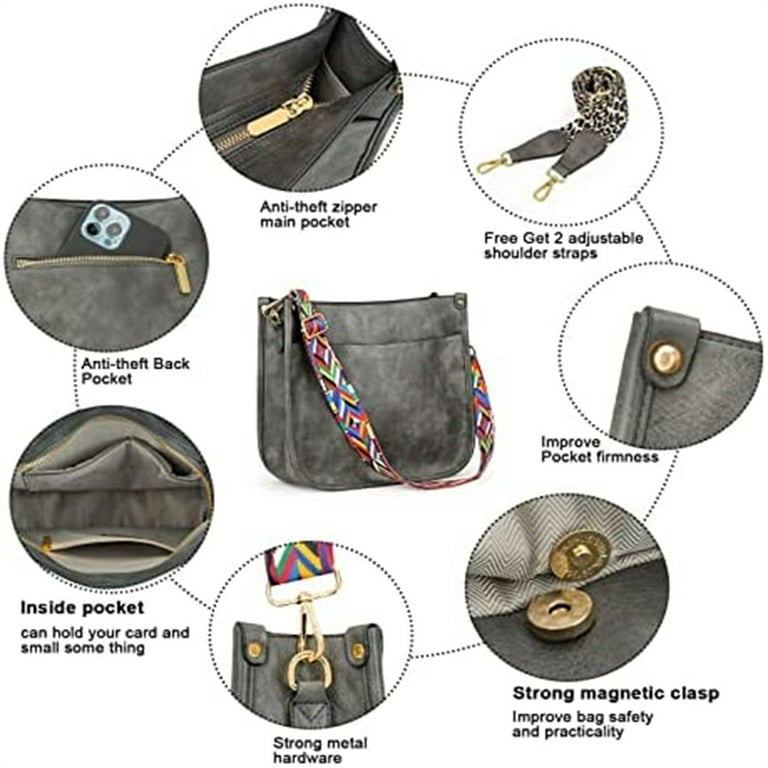 HKCLUF Crossbody Bags for Women Designer Leather Hobo Handbags