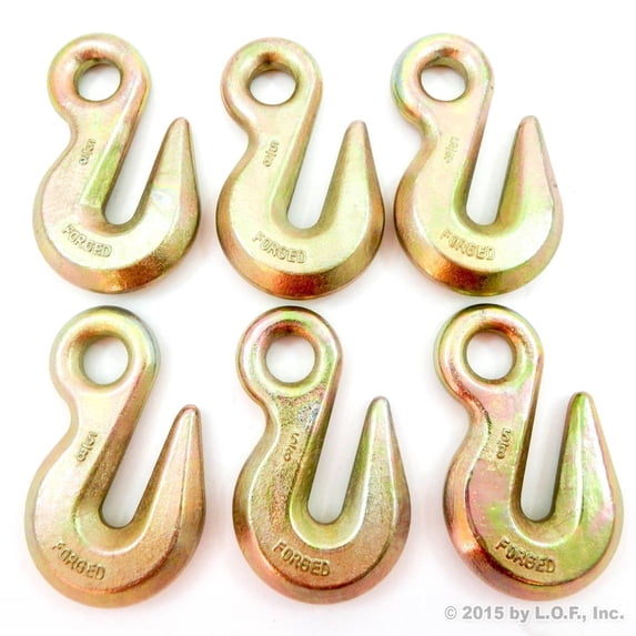 Red Hound Auto (6) Forged 5/8 Inches Eye Grab Hook - Grade 70