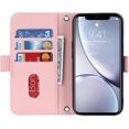 thumbnail image 6 of Crossbody Wallet for iPhone XR Case with Adjustable Lanyard Strap Credit Card Holder 6.1",PU Leather Handbag Purse Kickstand Make Up Mirror Cover Case for Men Women Girl,Pink, 6 of 13
