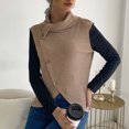 thumbnail image 5 of Xihbxyly Womens Long Sleeve Round Neck Tshirts Women's Fashion Casual Long-Sleeve Pullover Knitted High-Neck Irregular Color Block Top Blouse Oversized Sweater Vest Round Neck, 5 of 6