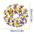 thumbnail image 3 of Herrnalise Tulip Wreath 11.8 Inches for Front Door Silk Artificial Spring Summer All Year Around Blooming Outdoor Indoor Wall Or Window Decoration - Purple, 3 of 9