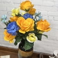 thumbnail image 2 of Artificial Spring Flower Bush 24 Stem Rose/ Carnation Mixed Bush, ABN1B018-CITRU-BL-YW, 2 of 3