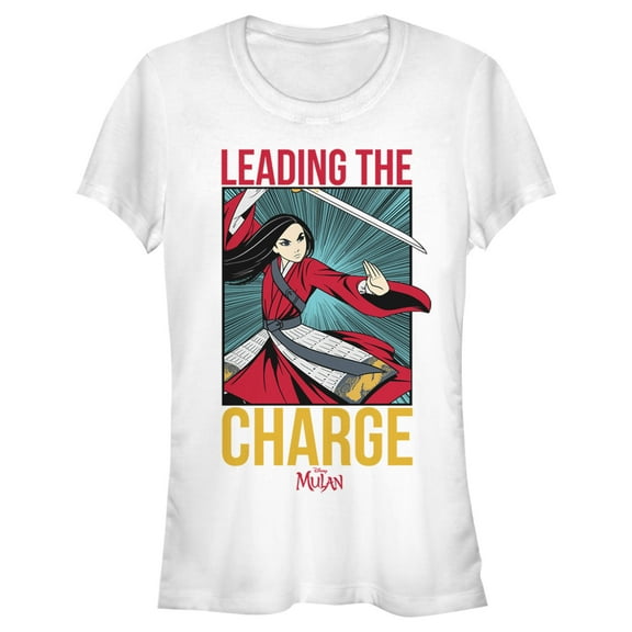 Junior's Mulan Leading the Charge  Graphic Tee White X Large
