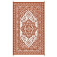thumbnail image 1 of Reversible Waterproof Outdoor Rug 9x12ft – Large Plastic Straw Patio Carpet – Vintage Medallion – Weather Resistant for Deck, Backyard, Camping, Beach, RV – Terracotta Orange/White – USA Specification, 1 of 8