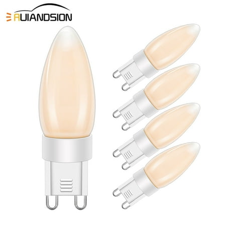 Ruiandsion G9 LED Light Bulbs 110-130V 4W(40W Halogen) 300LM Dimmable 2200K Amber Glow for Crystal Pendant and Wall Sconce 5-Pack