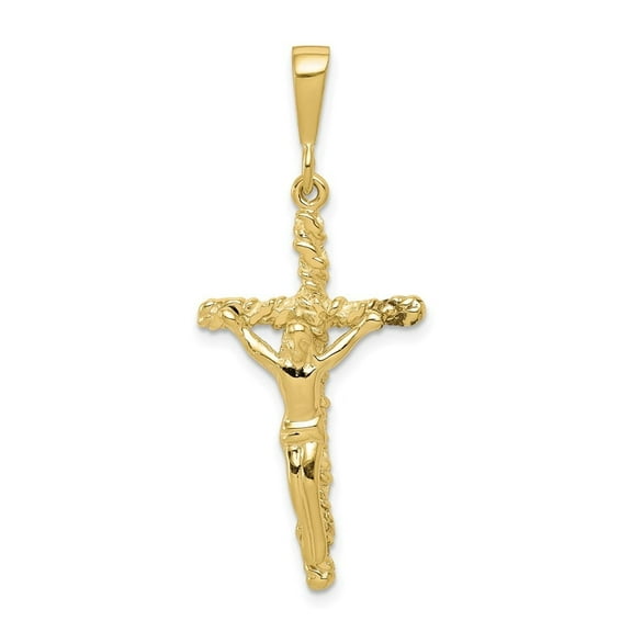 Auriga Fine Jewelry 10K Yellow Gold Solid Polished Crucifix Cross Pendant for Women (L-40 mm,W-16 mm)