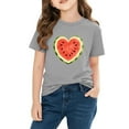 thumbnail image 4 of Girls Cute T-Shirt Kids Watermelon Heart Graphic Tee 100% Cotton Short Sleeve Summer Casual Top Gray,Size 9 T, 4 of 9