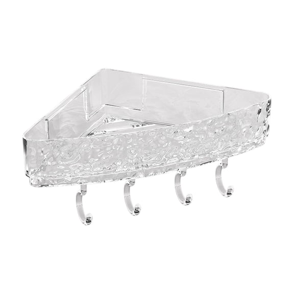 YIKA No Drilling Wall Mounted Shower Caddy Layer Shower Organizer with 4 Hooks Soap Dish Toothbrush Holder Clear Plastic Shower Shelf Basket for Bathroom Kitchen