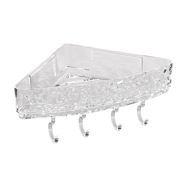 Shower Rack Corrugated Holders Storage Rack With 4 Wall Hooks No Drilling Bath Clear Shelf Basket For Kitchen Bathroom Hotel