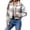 Gray, variant on Tqcoqu Women's Plaid Jackets Long Sleeve Button Front Lapel Fuzzy Fashion Warm Winter Cropped Sherpa Coat