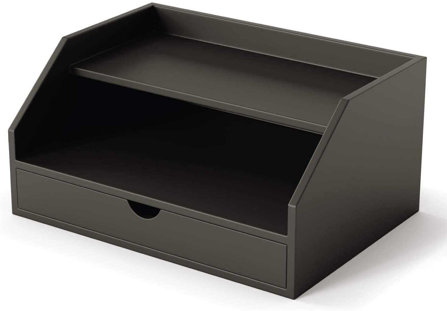 Ballucci Desk Organizer with Drawer, 3 Tier Paper File Holder and Mail Sorter, Black