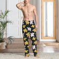 thumbnail image 5 of Uemuo Lilies Flowers Pattern Men's Wide Leg Palazzo Lounge Pants with Pockets Light Weight Loose Comfy Casual Pajama Pants-Medium, 5 of 9