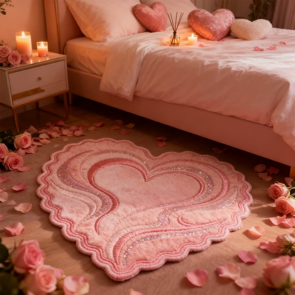 Eoozwa 3 Packs Valentines Day Heart Shape Doormat Non Slip Absorbent Kitchen Rug Washable Floor Mat for Entryway Bathroom Decor Home Holiday Gift