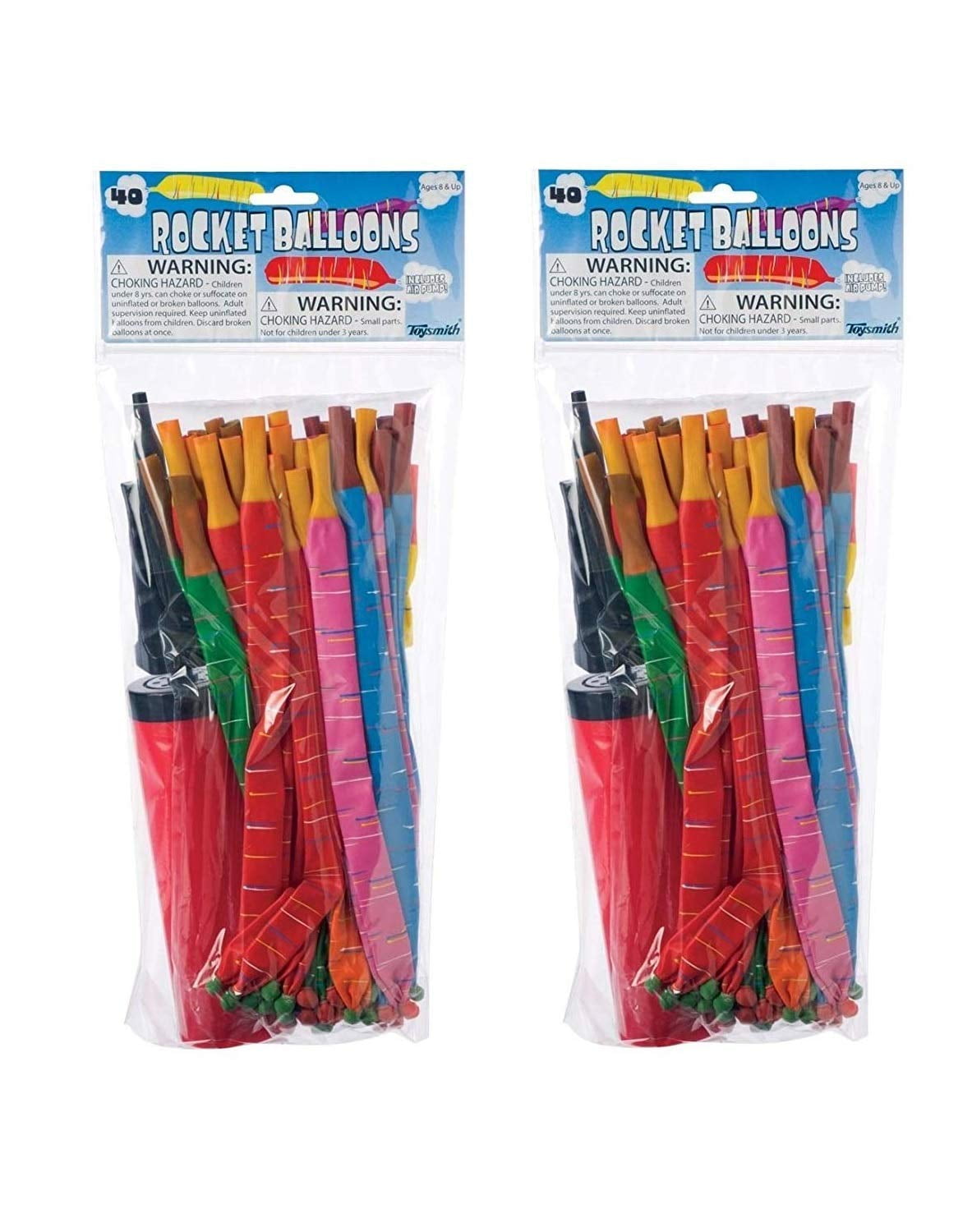 Colors May Vary 20 Rocket Balloons with Pump, ,Various Packaging. 