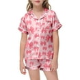 thumbnail image 4 of Hiijoy Toddler Girl's Pajama Sets Bow Print Short Sleeve Button-Down Shirt Shorts Sleepwear, 4 of 4