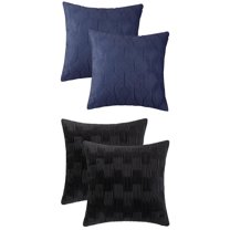Unique Bargains 4 Pcs Soft Throw Pillow Covers for Living Room Dark Blue/Black