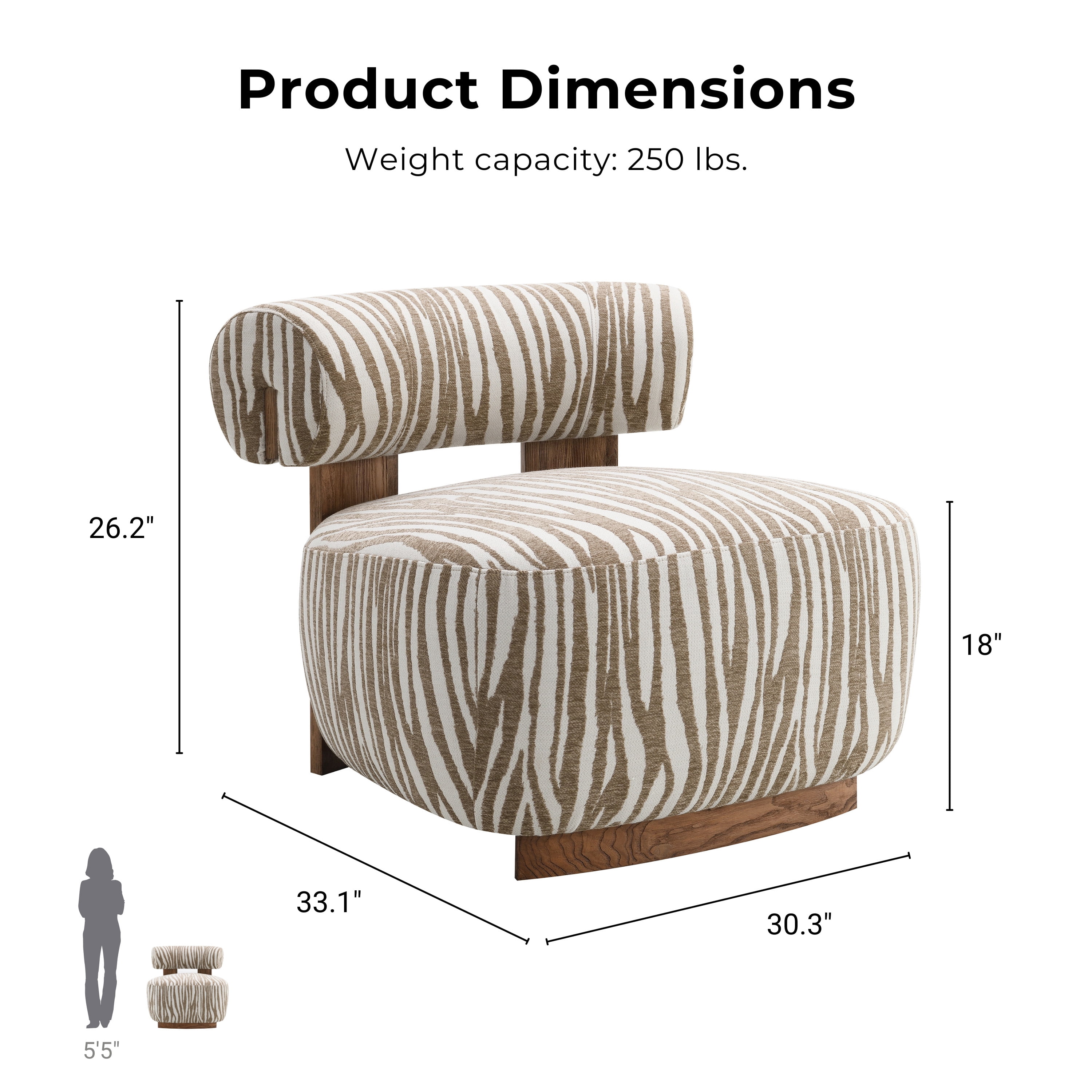 Furniture of America Zenya Modern Chenille Zebra-stripe Pattern Accent Chair, Beige