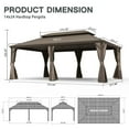 thumbnail image 6 of Domi Ourdoor Living 24ft×14ft Hardtop Gazebo,Aluminum Frame Canopy Galvanized Steel with Double Roof,Permanent Outdoor Metal Pavilion with Curtains & Netting for Patio,Backyard & Lawn,Brown, 6 of 9