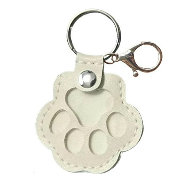 Llavero Recuerdo Pelo Mascota Bolso Con Forma Pata Accesorios para () Blanco