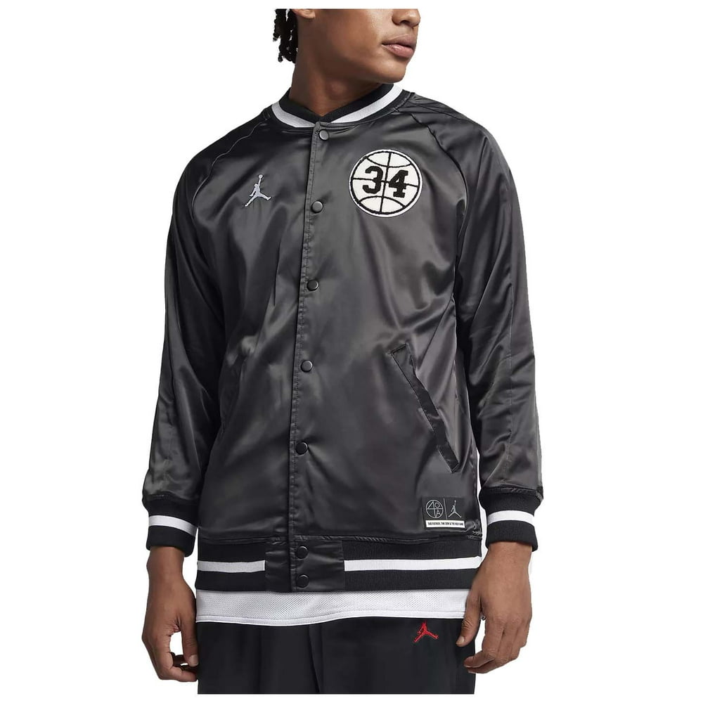 Nike - Jordan Men's Sportswear He Got Game Varsity Satin Jacket (Black