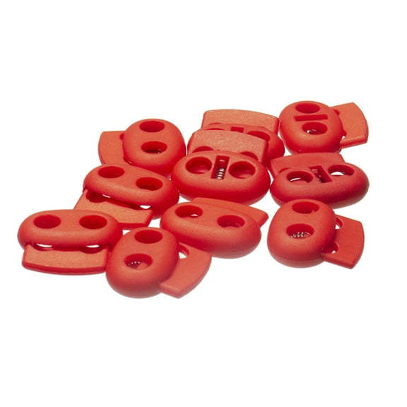 Craft County 10 Piece Plastic 5mm Dual Hole Cord Locks - Many Colors - Spring Loaded Stoppers