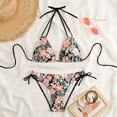 thumbnail image 3 of Two Piece Swimsuit for Women Floral V Neck Halter Bikini Top Bathing Suits with Bottom Summer Modest Swimwear, 3 of 6