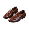 thumbnail image 1 of Splozh Chaussures Habillées pour Bébé Chaussures pour Garçons Chaussures Confortables Rétro à Bout Pointu en Cuir Chaussures de Danse Performance Chaussures en Cuir pour Garçons Brun, 4-4,5 Ans, 1 of 5
