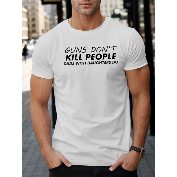 Camiseta informal de manga corta con estampado "Papás con hijas" - Camisetas para hombre, verano