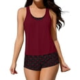 thumbnail image 1 of Nmnitkp 3 Piece Tankinis Swimsuits for Women, Back Cross Tummy Control Swim Bathing Suits, Athletic Plus Size Modest Swimwear, 1 of 5