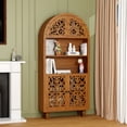 thumbnail image 3 of MIDOQIN 67" Tall Arched Bookshelf, 5-Tier Vintage Arched Carved Bookcase for Home Office, Living Room, 3 of 12
