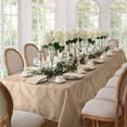 thumbnail image 2 of Newbridge Gold Beige Damask Barcelona Scroll 60 x 120 inch Rectangle Fabric Holiday Dining Tablecloth, 2 of 4