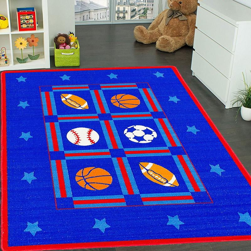 MYBECCA's Premium Kids Rug SPORTS PACK Design Children Area Rug 3' x 5