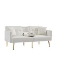 thumbnail image 3 of Twin Futon Sleeper Sofa,Velvet Upholstery Convertible Sofa Bed with Gold Metal Legs Adjusting Backrest Futon for Small Spaces, 3 of 6
